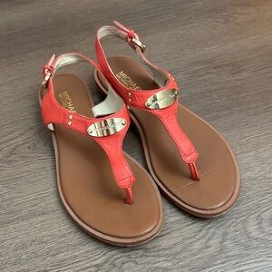 Michael Kors Coral and Brown Sandals